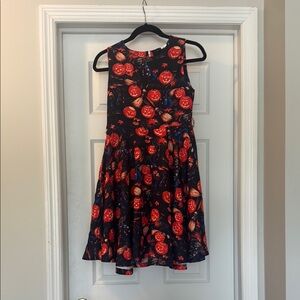 Source Unknown Red and Black Halter Fit and Flare Dress
